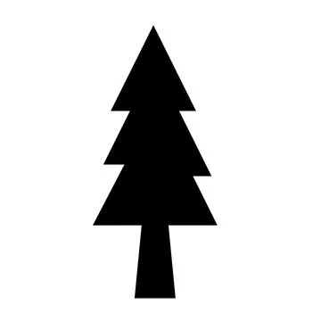 Minimalist black silhouette of a pine tree, ideal for nature themed designs.. Stock Illustration