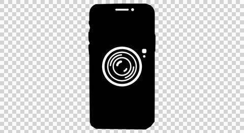 A minimalist black silhouette vector icon of a smartphone featuring Stock Illustration