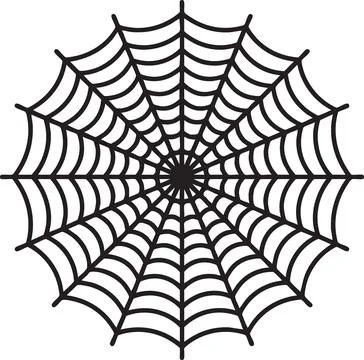 Minimalist Black Spider Web Vector Illustration Illustrazione stock