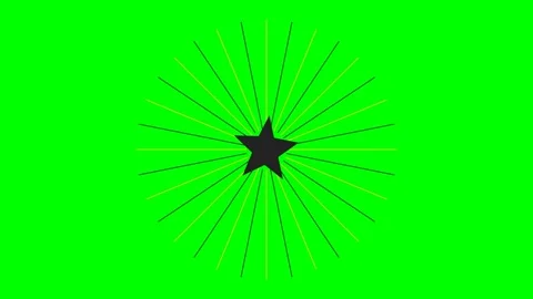 A minimalist black star centered against a vibrant green background with line Video stock 340903959