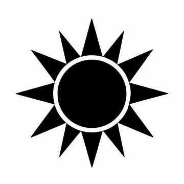 Minimalist Black Sun Icon Vector Illustration Featuring Sharp Geometric Ray.. 库存插图