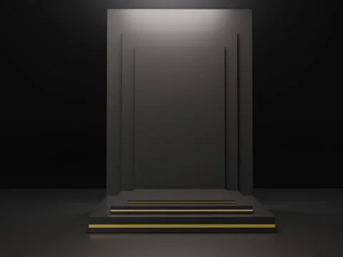 Minimalist Black theme background. 3d abstract minimal geometric forms. Stock Illustration