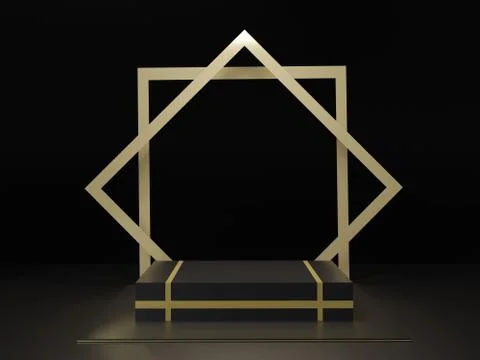 Minimalist Black theme background. 3d abstract minimal geometric forms. Gloss Stock Illustration