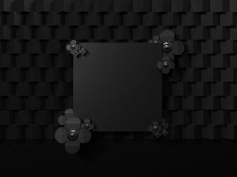 Minimalist Black theme background. Dark cube pattern texture. Illustrazione stock