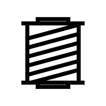 Minimalist black thread spool icon for sewing and textile industry use. Stock Illustration