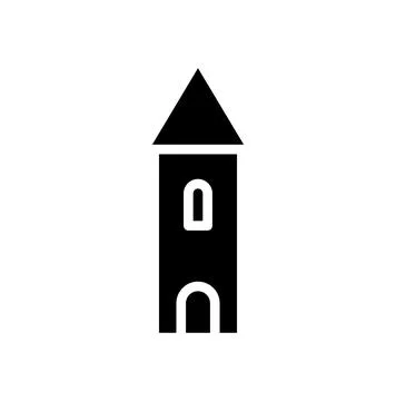 Minimalist Black Tower Icon with Pointed Roof for Design Projects Stock Illustration