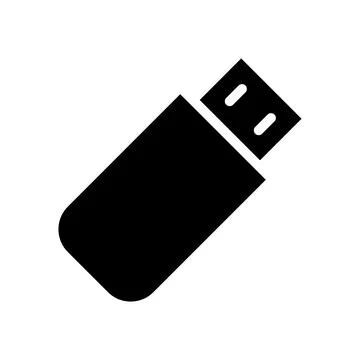 Minimalist Black USB Flash Drive Icon for Digital Storage and Transfer Needs Stock Illustration