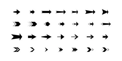 Minimalist black vector icon arrows. Double arrows and thick pointers. Set .. イラスト素材