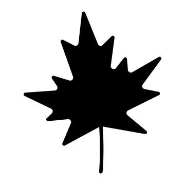 Minimalist black vector illustration of a maple leaf. the design is a simpl.. 库存插图
