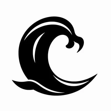 Minimalist Black Vector Illustration of a Single Stylized Ocean Wave, Elega.. Illustrazione stock