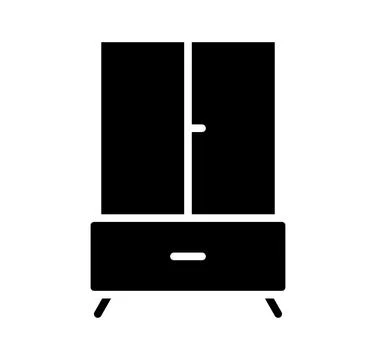 Minimalist Black Wardrobe with Flat Front and Simple Design Elements 库存插图