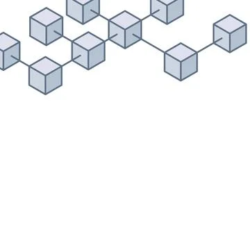 Minimalist blockchain network connected cubes with copy space. Stock Illustration