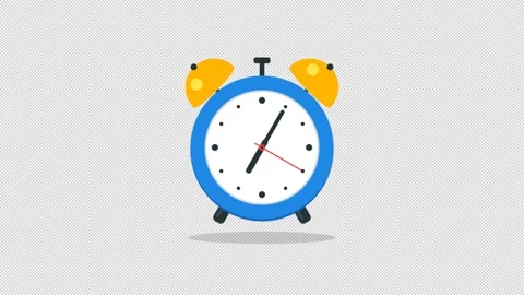 Minimalist Blue Alarm Clock Vector Animation with Alpha Channel Video stock 343733003