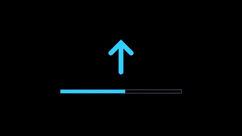 Minimalist Blue Arrow and Progress Line Drifting Horizontally in Loop Stock Footage 348155822