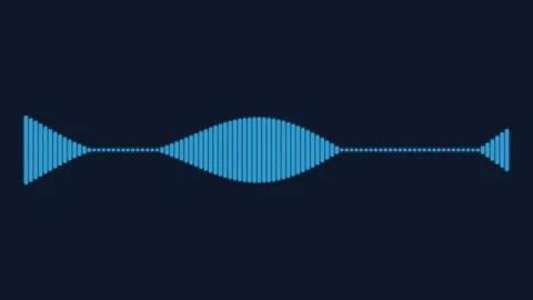 Minimalist blue audio waveform visualization on a dark navy background Video stock 335117712