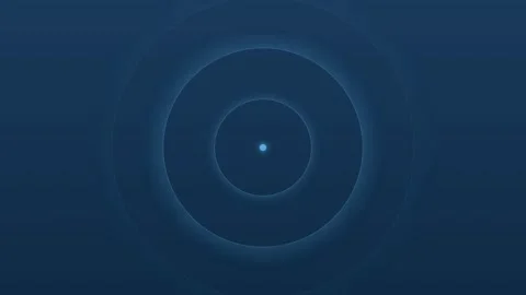 Minimalist blue background with concentric rings and a glowing center point Video stock 335117739