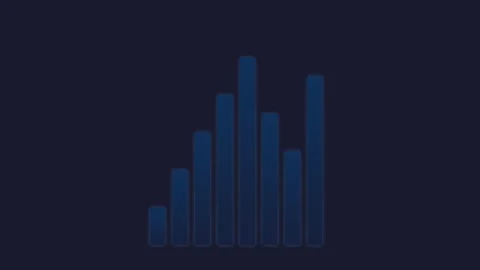 Minimalist blue bar chart visualization against a dark navy background Video stock 335117335