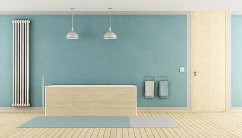 Minimalist blue bathroom Illustrazione stock