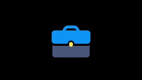 Minimalist Blue Briefcase Icon on Black Background for Business and Profess.. Stock Footage 341917732