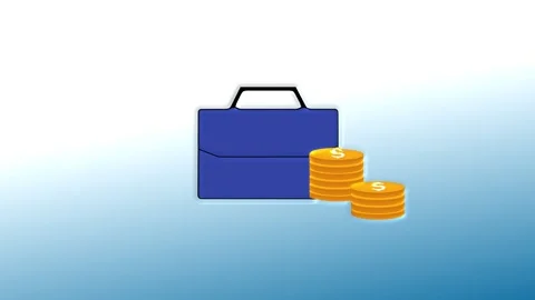 Minimalist blue briefcase icon on clean gradient background. Professional b.. Stock Footage 334613383