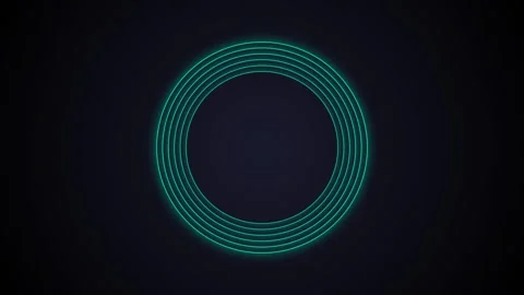 Minimalist blue circular glowing rings centered on a dark black background Stock-Footage 339615026