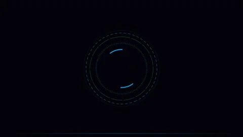 Minimalist blue circular hud element on a deep black background display Vídeos de archivo 339618639