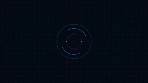 Minimalist blue circular hud interface element on a deep black background Stock Footage 339618806