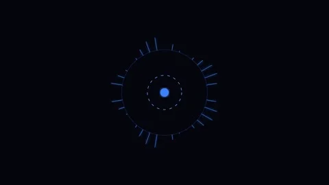 Minimalist blue circular sound waveform visualization against black backgroun Video stock 338310522