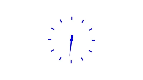 Minimalist blue clock face with simple ticking second hand on white backgro.. Stock Footage 345547934