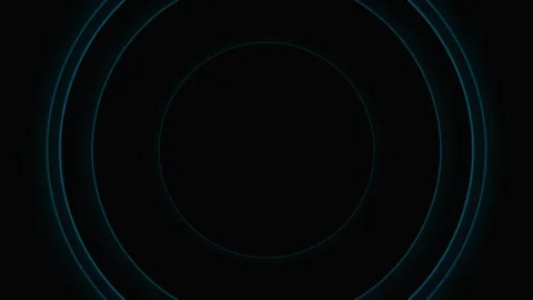 Minimalist blue concentric circles radiating on a solid black background Video stock 339617400
