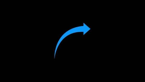 Minimalist blue curved arrow pointing up animation - business financial rec. Stock Footage 342156604