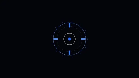 A minimalist blue digital circular hud element isolated on a black background Video stock 338310796