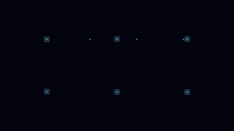 Minimalist blue digital interface markers on a solid black background Vídeos de archivo 336263542