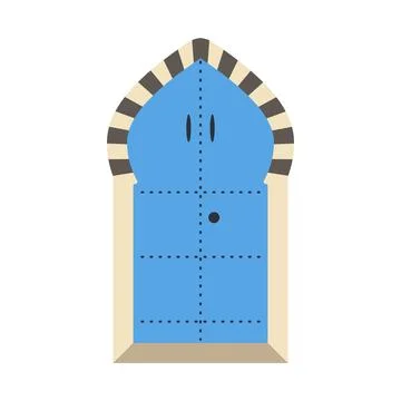 Minimalist blue door with patterned arch, perfect for design projects Stock Illustration