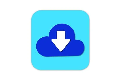 Minimalist blue download icon with cloud and arrow on a clean white backgroun イラスト素材
