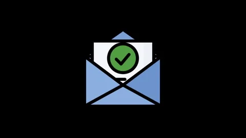 Minimalist Blue Envelope Animation with Green Checkmark for Email Delivery Video stock 343183458