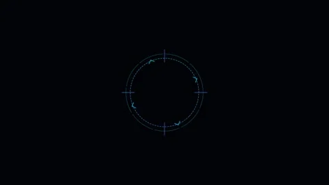 Minimalist blue glowing circular interface element on a black background Stock Footage 338310867