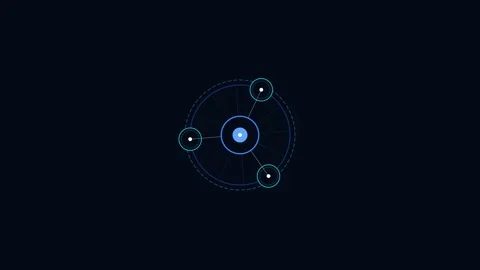Minimalist blue glowing circular interface element on a deep black background Stock Footage 338311202