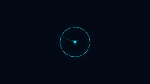 Minimalist blue glowing circular interface graphic on a black background Video stock 338312001