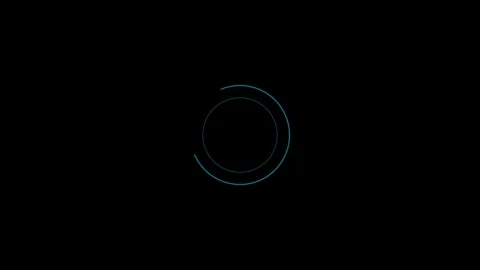 Minimalist blue glowing circular loading icon isolated on a black background Video stock 335117751