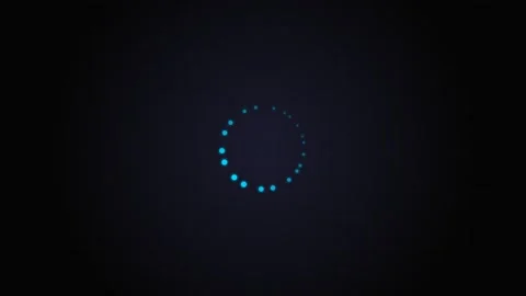 Minimalist blue glowing circular loading icon animation on a dark background Stock Footage 339619192