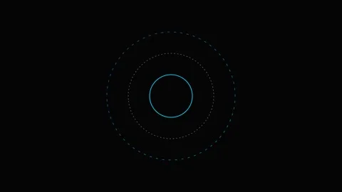 Minimalist blue glowing circular rings isolated on a deep black background Stock Footage 339617361