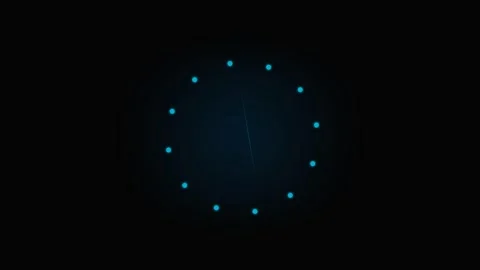 Minimalist blue glowing dots arranged in a perfect circle on black background Stock Footage 339616786