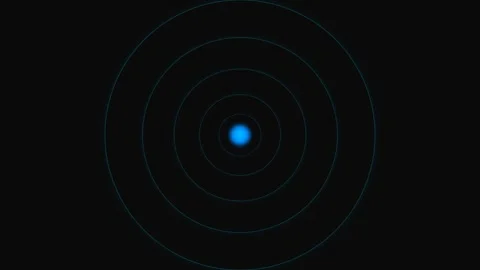 Minimalist blue glowing light orb surrounded by thin concentric rings Stock Footage 339619270