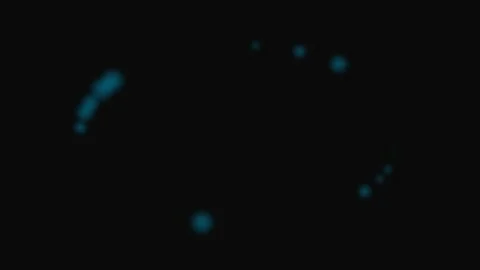 Minimalist blue glowing orbs floating in a dark black empty void background Stock Footage 339617246