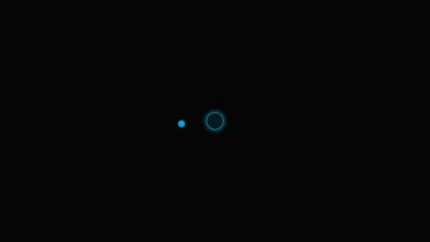 Minimalist blue glowing ring and dot floating against a deep black background Vídeos de archivo 339617104