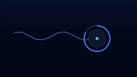 Minimalist blue graphic element with a circular loading indicator and line Video stock 338310865