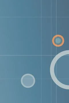 Minimalist blue grid backdrop with subtle circles in orange and white, crea.. 스톡 일러스트