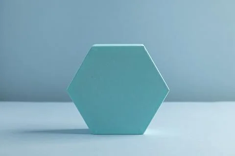Minimalist Blue Hexagonal Box for Modern Design and Decor Projects Stock Photos