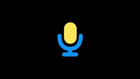 Minimalist Blue Microphone Icon on Black Background in Simple Graphic Design Stock Footage 341917813